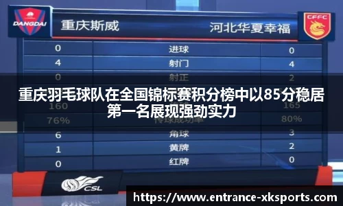 重庆羽毛球队在全国锦标赛积分榜中以85分稳居第一名展现强劲实力